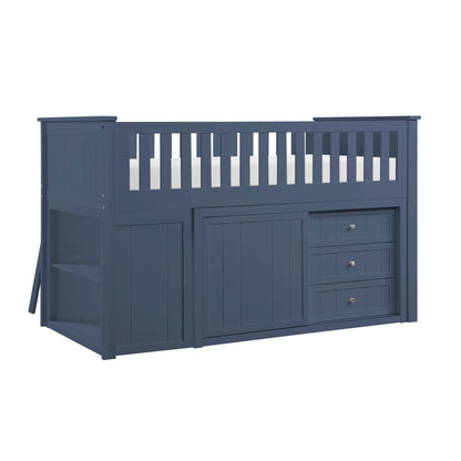 B2083BULL-1*BC2DR (6) Low Loft Bunk with Bookcase and 2 Dressers - B2083BULL-1*BC2DR