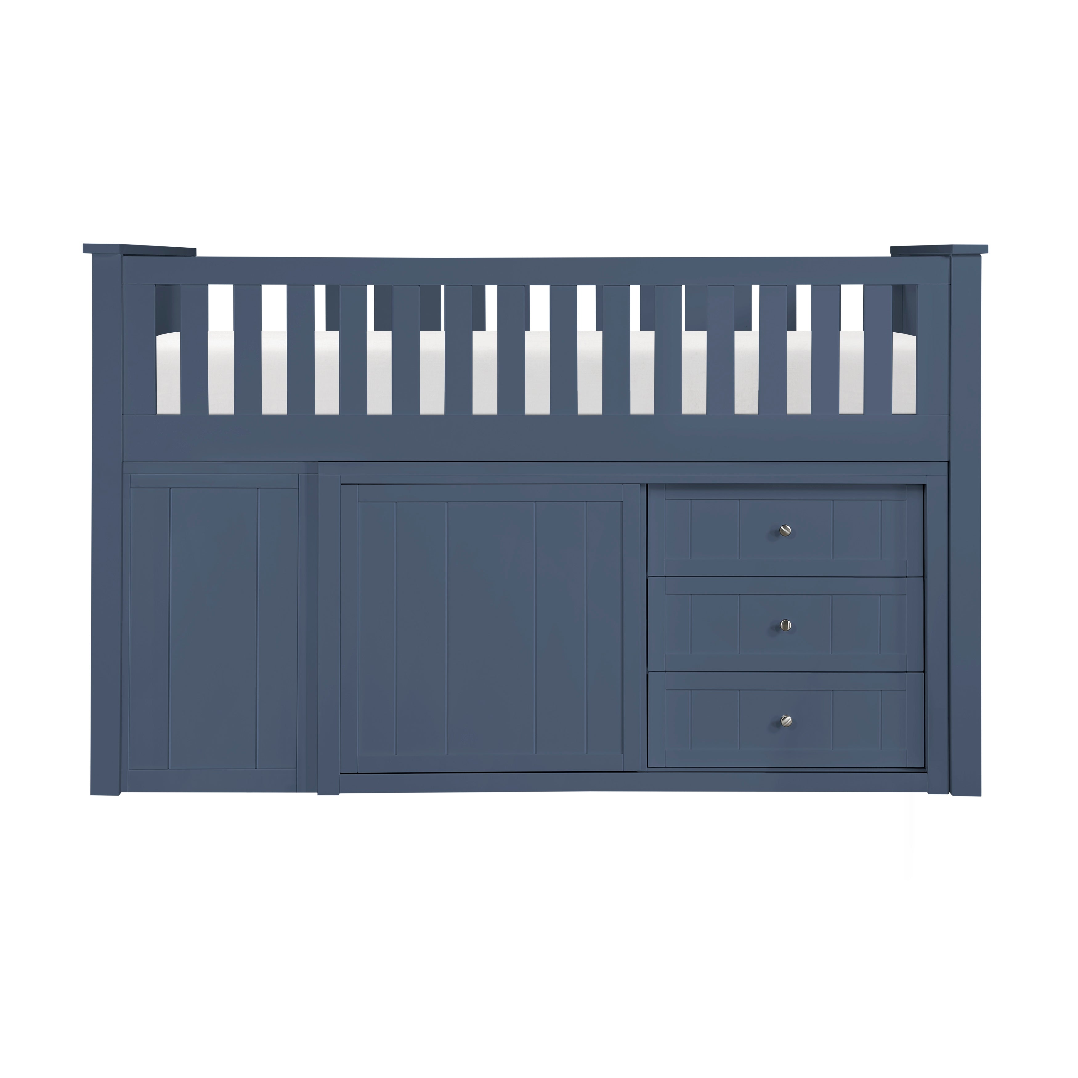 B2083BULL-1*BC2DR (6) Low Loft Bunk with Bookcase and 2 Dressers - B2083BULL-1*BC2DR