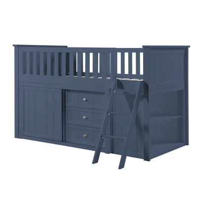 B2083BULL-1*BCDR (5) Low Loft Bunk with Bookcase and Dresser - B2083BULL-1*BCDR