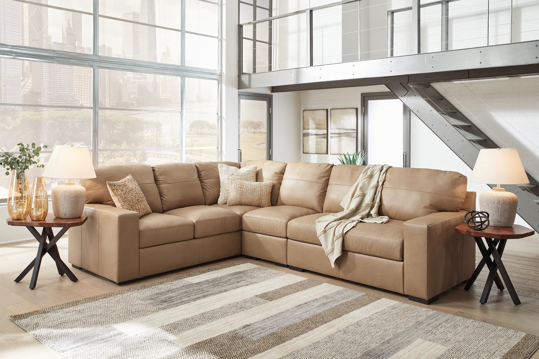 Bandon Toffee Leather 3-Piece LAF Sectional - 38006S3