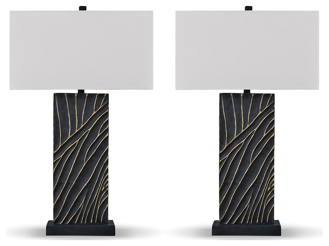 Bartlen 2-Piece Table Lamp Set in Black/Gold Finish - PKG019349