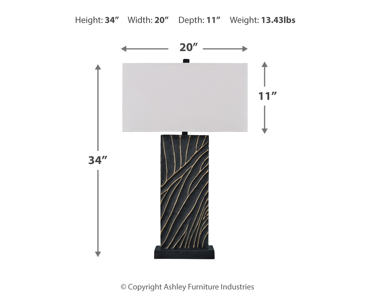 Bartlen 2-Piece Table Lamp Set in Black/Gold Finish - PKG019349