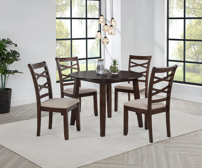 Barton 5-piece Round Wood Dining Table Set Dark Brown - 150340
