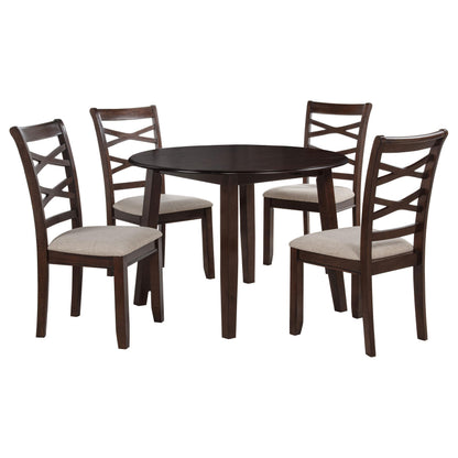 Barton 5-piece Round Wood Dining Table Set Dark Brown - 150340