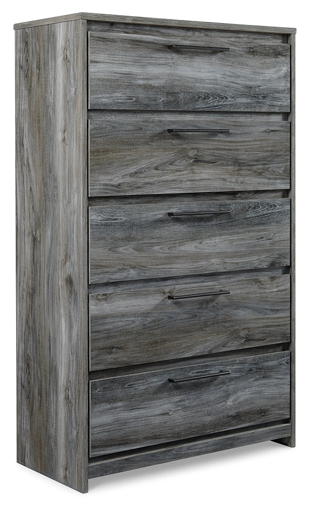 Baystorm Gray 2 Twin Panel Beds, 2 Mattresses, 2 Foundations, and Chest - B221B45