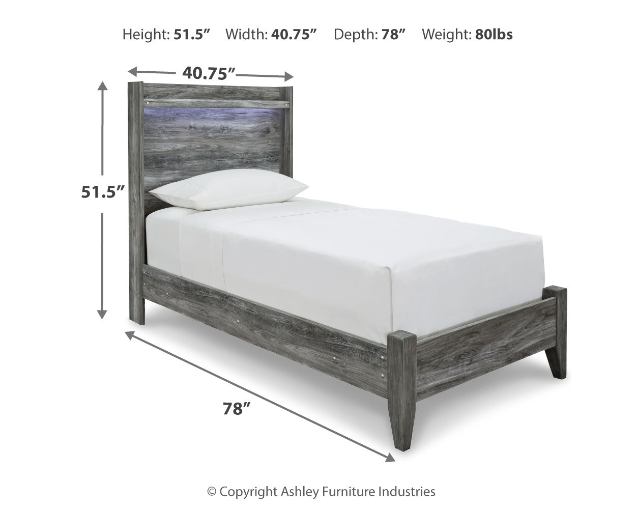 Baystorm Gray 2 Twin Panel Beds, 2 Mattresses, 2 Foundations, and Chest - B221B45