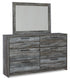 Baystorm Gray Full Panel Bed, Dresser, Mirror and Chest - B221B80