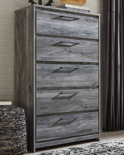 Baystorm Gray King Panel Bed, Dresser, Mirror and Chest - B221B52