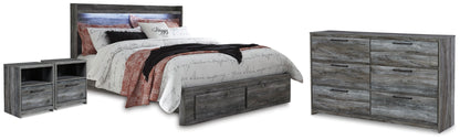 Baystorm Gray King Storage Bed, Dresser and 2 Nightstands - B221B75