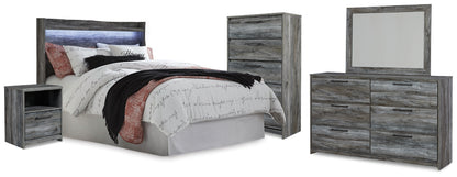 Baystorm Gray Queen Panel Headboard, Dresser, Mirror, Chest and Nightstand - B221B78