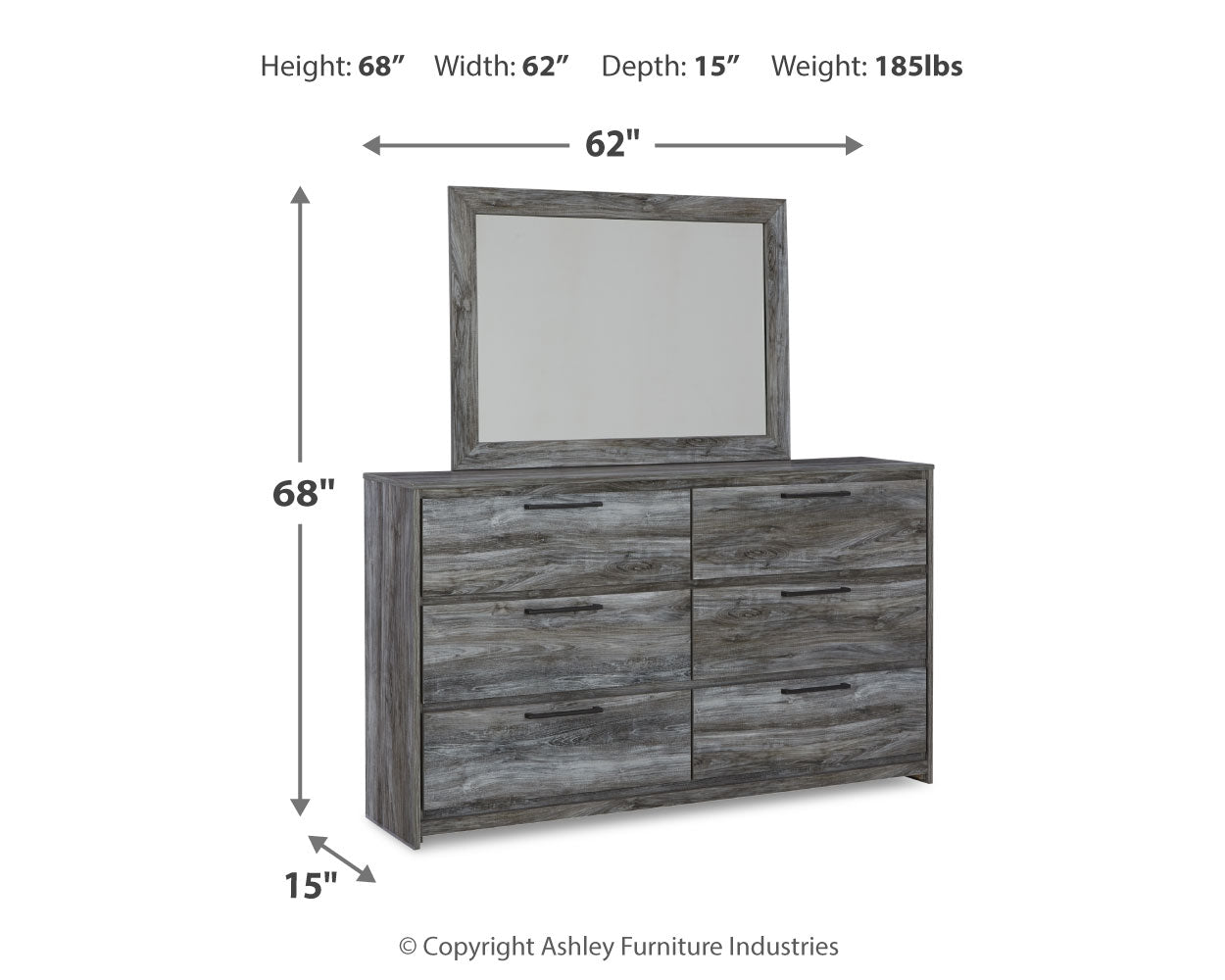 Baystorm Gray Twin Panel Headboard Bed, Dresser, Mirror and Nightstand - B221B74