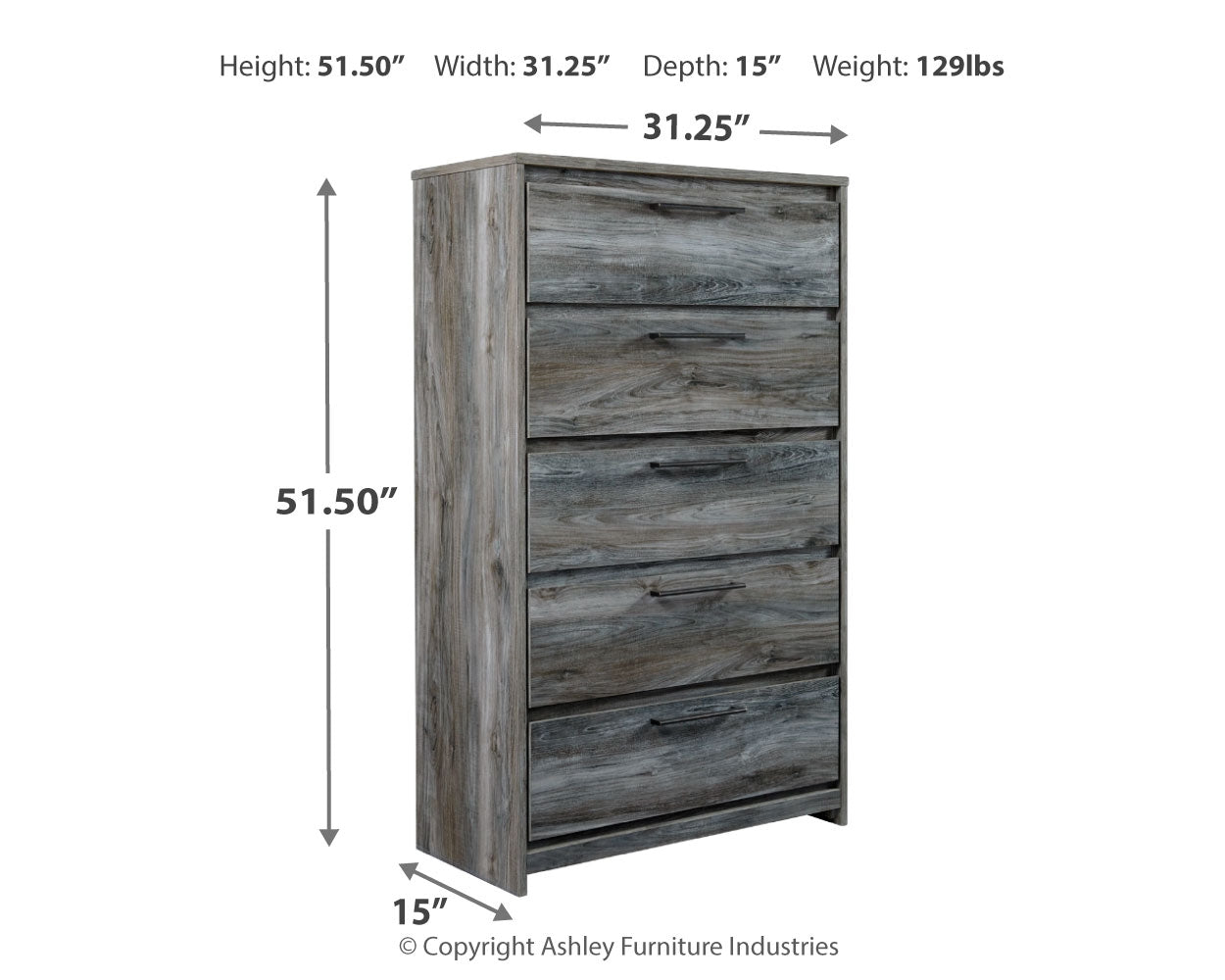 Baystorm Gray Twin Panel Headboard Bed, Dresser, Mirror and Nightstand - B221B74