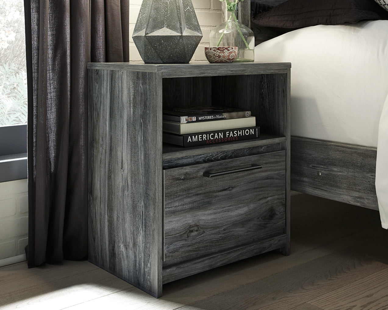 Baystorm Gray Twin Panel Headboard Bed, Dresser, Mirror and Nightstand - B221B74