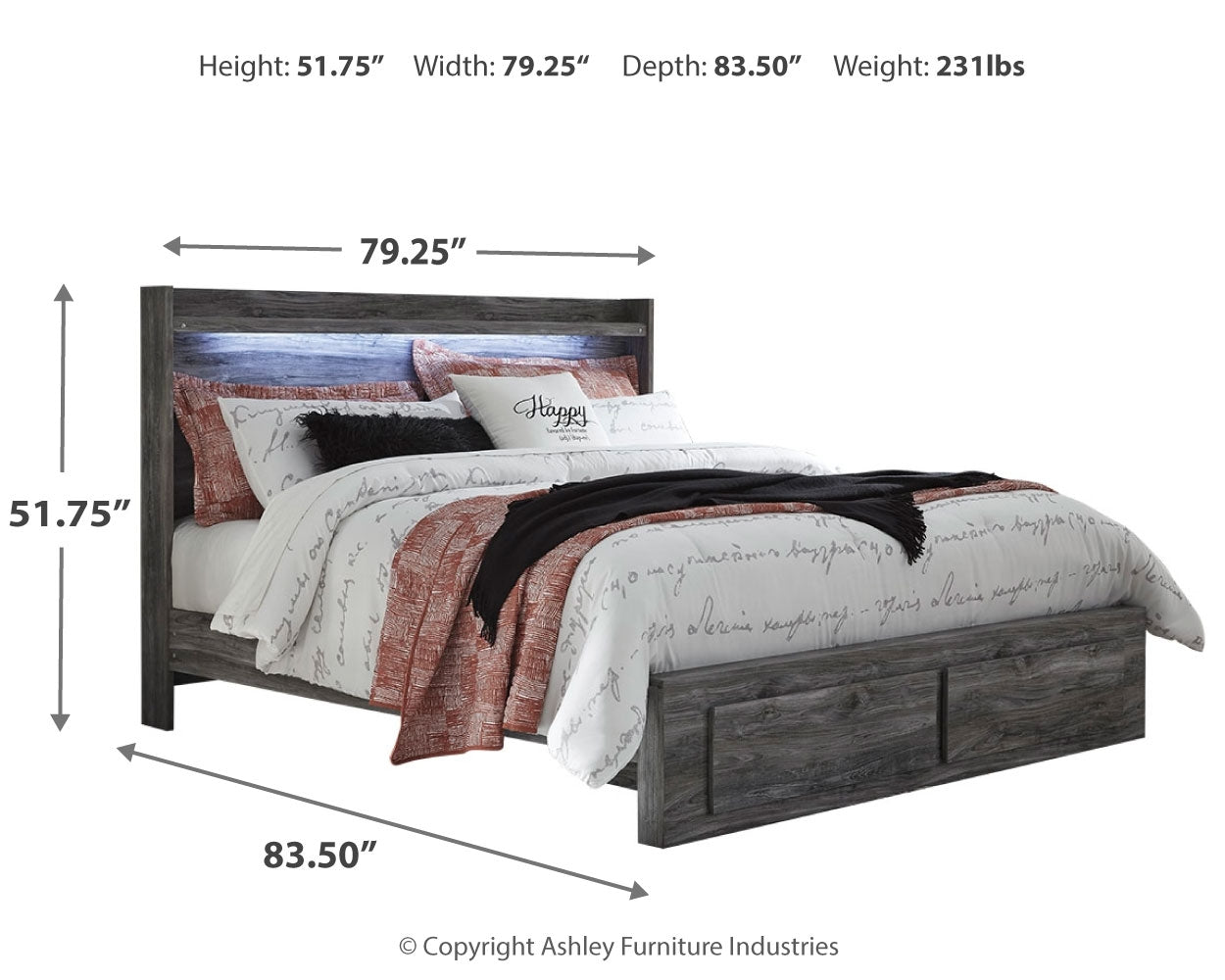 Baystorm King Panel Bed with 2 Storage Drawers and Chest in Gray from Ashley - Luna Furniture