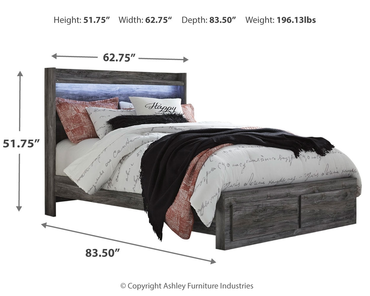 Baystorm Queen Panel Bed with 2 Storage Drawers and Chest in Gray from Ashley - Luna Furniture