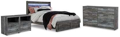 Baystorm Queen Panel Storage Bed, Dresser and 2 Nightstands - B221B88