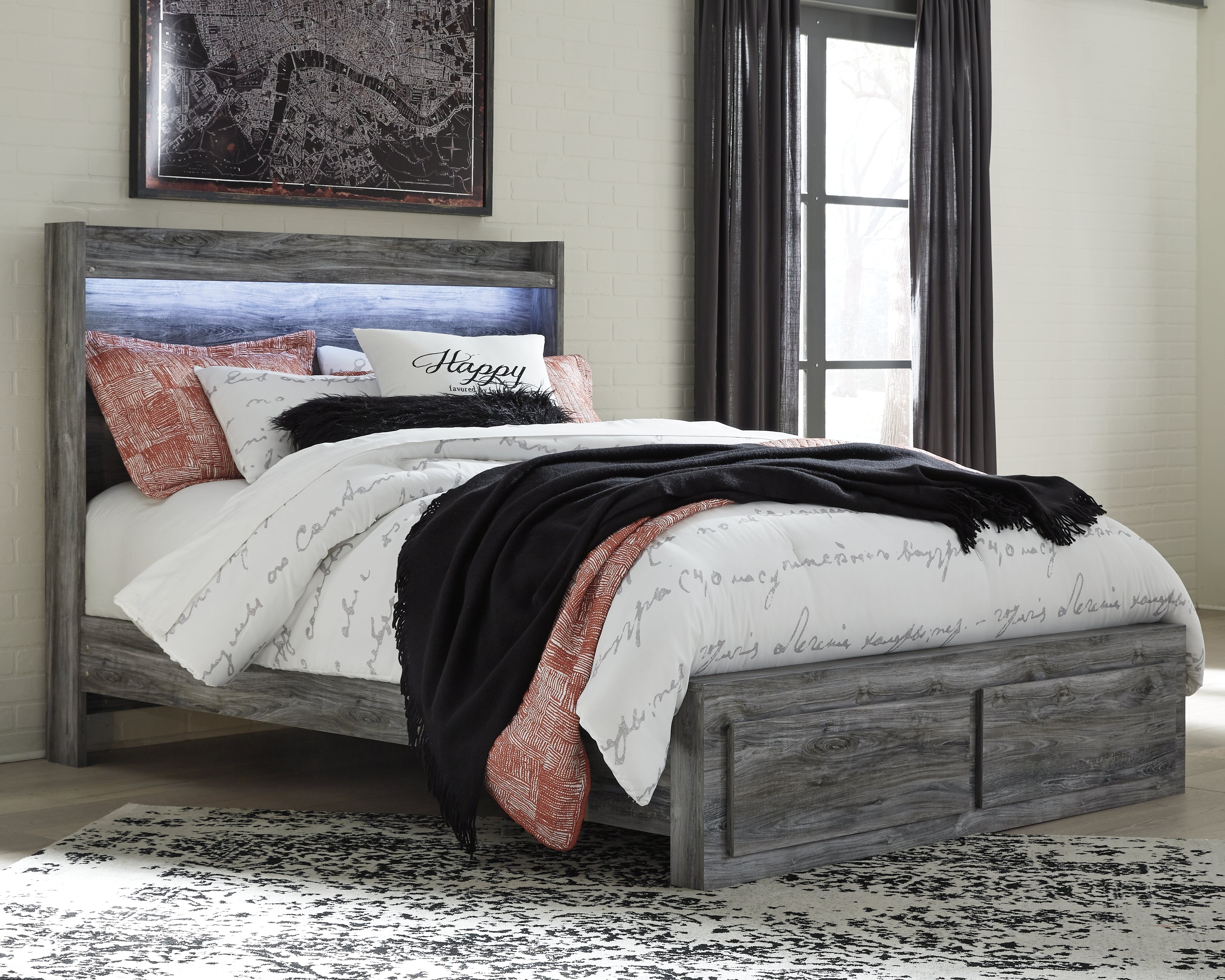Baystorm Queen Storage Bed, Dresser, Mirror and Chest - B221B82