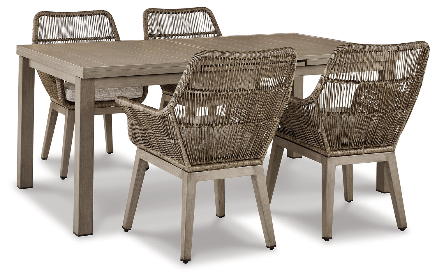 Beach Front Outdoor Dining Table and 4 Chairs in Beige - PKG015466