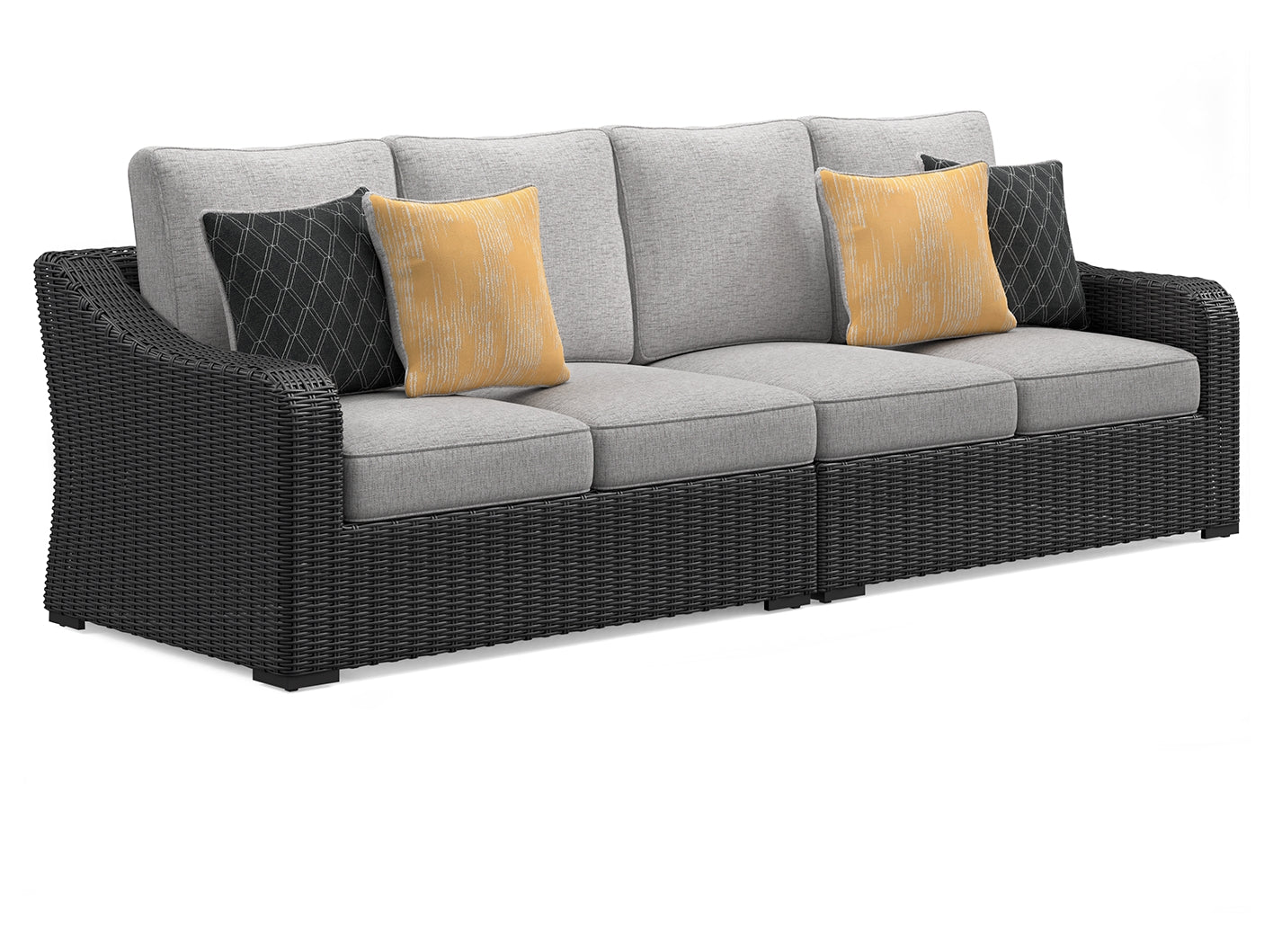 Beachcroft Black/Light Gray 5-Piece Outdoor Sectional - P792P6