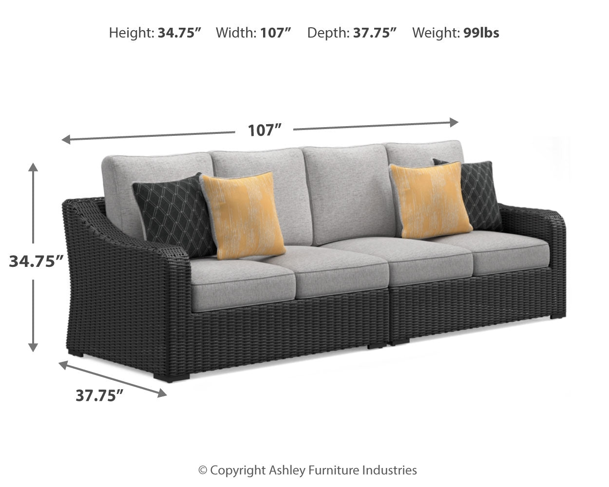 Beachcroft Black/Light Gray 5-Piece Outdoor Sectional - P792P6