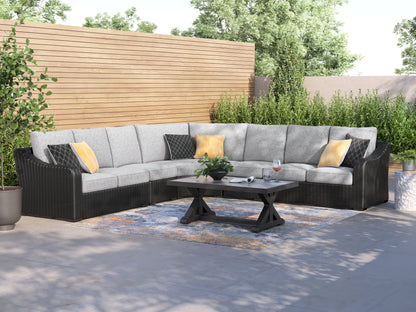 Beachcroft Black/Light Gray 5-Piece Outdoor Sectional - P792P6