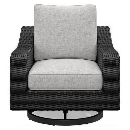 Beachcroft Black/Light Gray Outdoor Sofa and 2 Lounge Chairs - P792P8