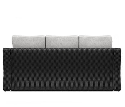 Beachcroft Black/Light Gray Outdoor Sofa and 2 Lounge Chairs - P792P8