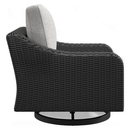 Beachcroft Black/Light Gray Outdoor Sofa and 2 Lounge Chairs - P792P8