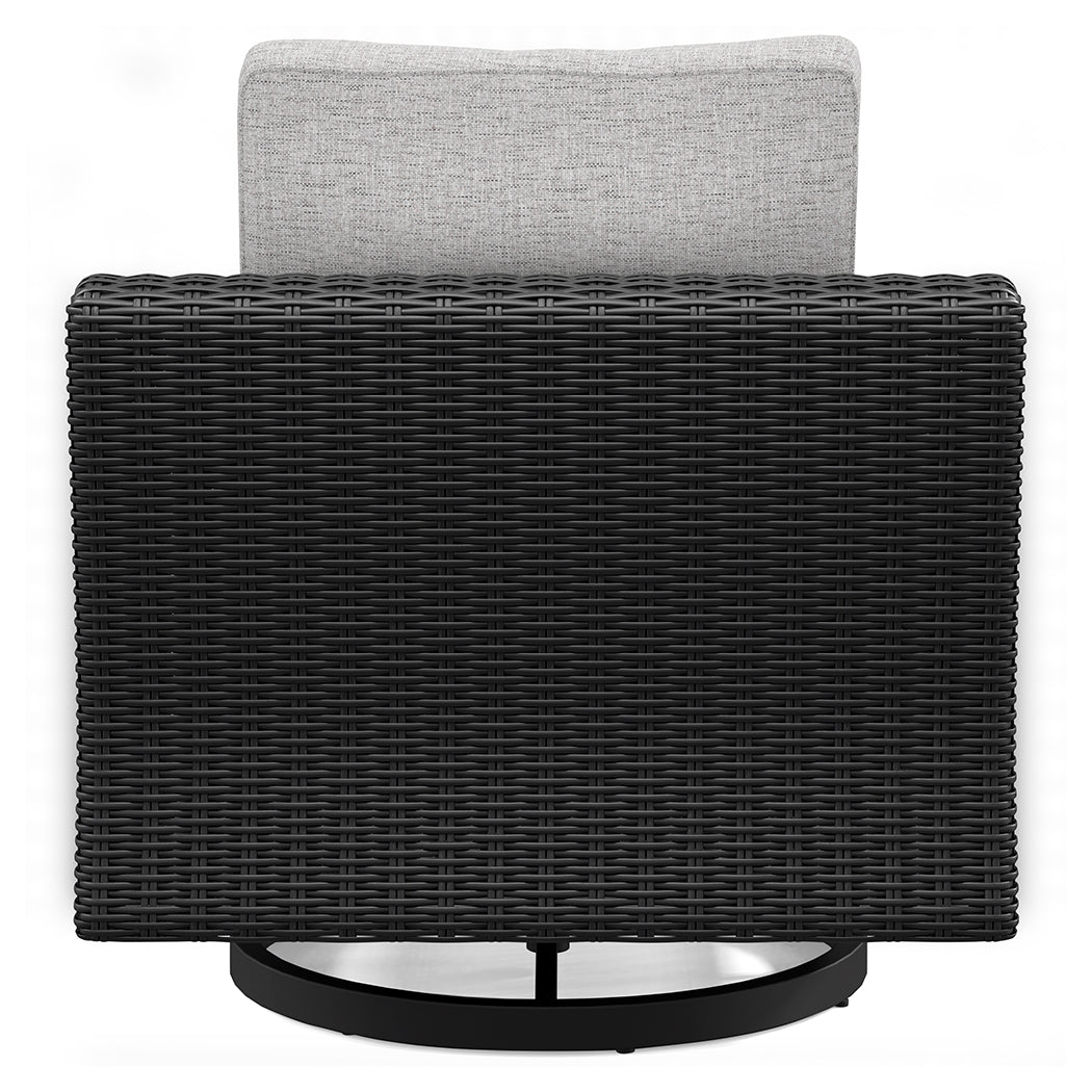 Beachcroft Black/Light Gray Outdoor Sofa and 2 Lounge Chairs - P792P8