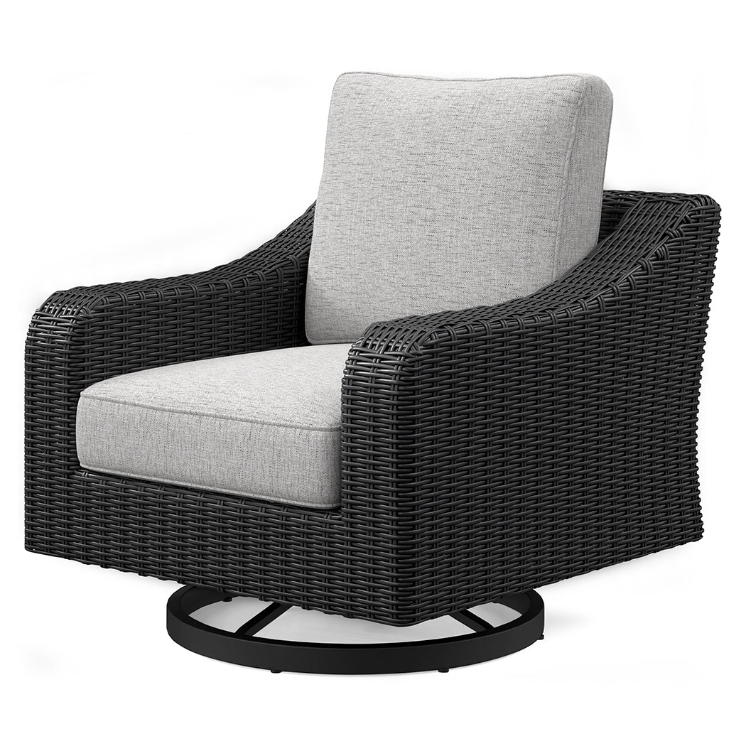 Beachcroft Black/Light Gray Outdoor Sofa and 2 Lounge Chairs - P792P8