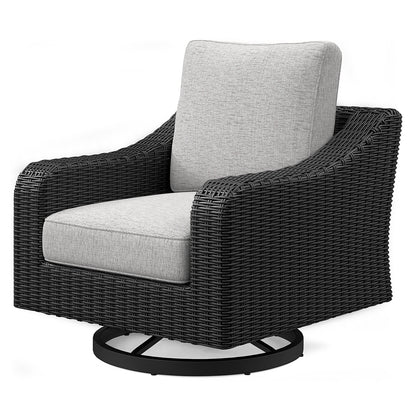 Beachcroft Black/Light Gray Outdoor Sofa and 2 Lounge Chairs - P792P8