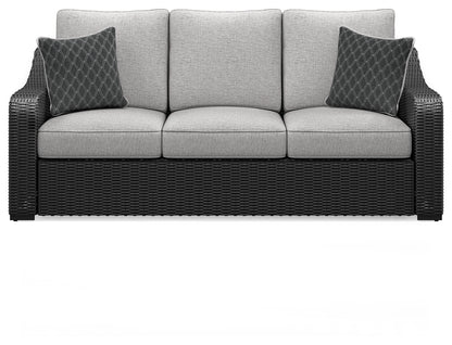 Beachcroft Black/Light Gray Outdoor Sofa and 2 Lounge Chairs - P792P8