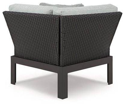 Beachloft 5-Piece Outdoor Sectional with Ottoman in Black/Gray from Ashley - Luna Furniture