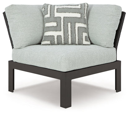 Beachloft 5-Piece Outdoor Sectional with Ottoman in Black/Gray from Ashley - Luna Furniture