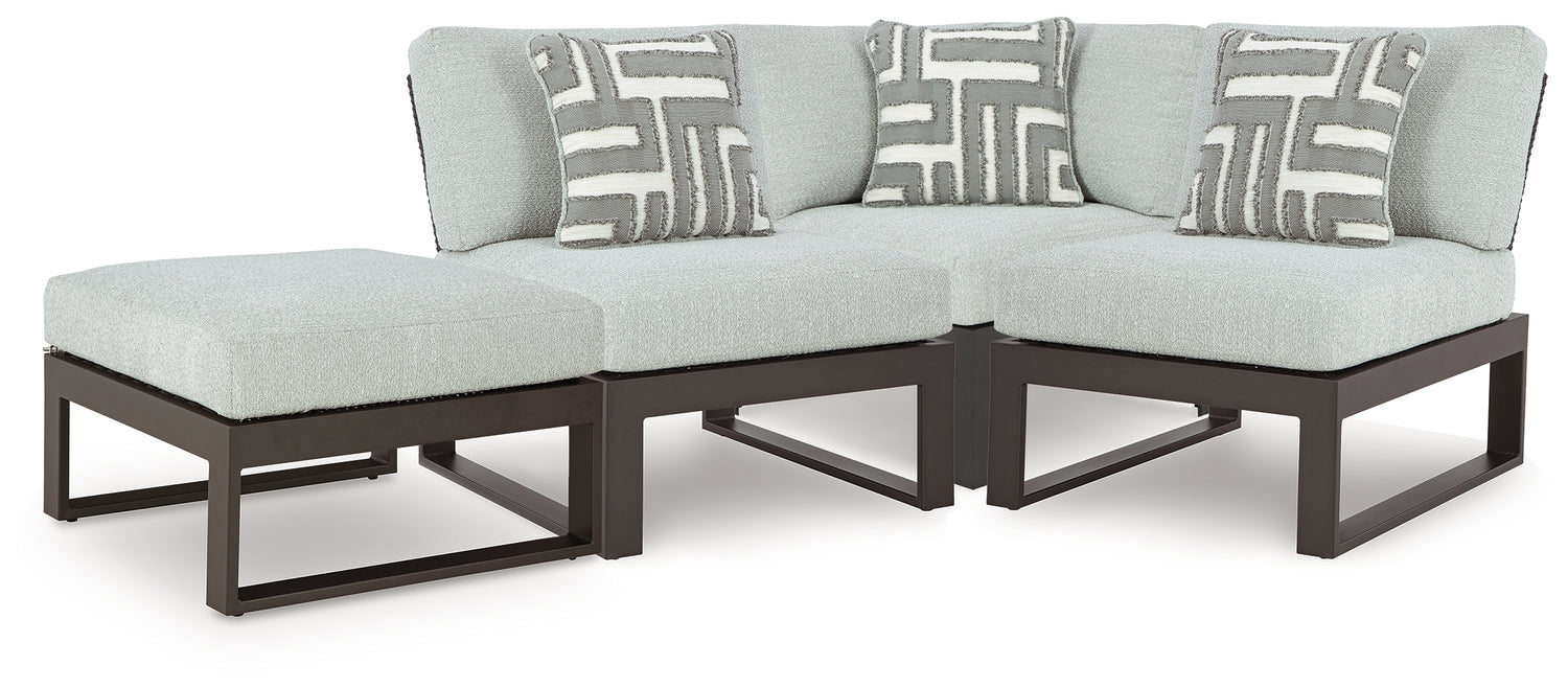 Beachloft Black/Gray 4-Piece Outdoor Sectional - P490P7