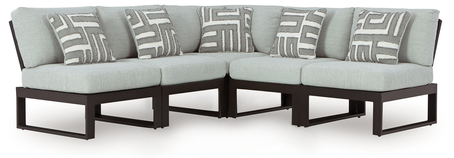 Beachloft Black/Gray 5-Piece Outdoor Sectional - P490P2