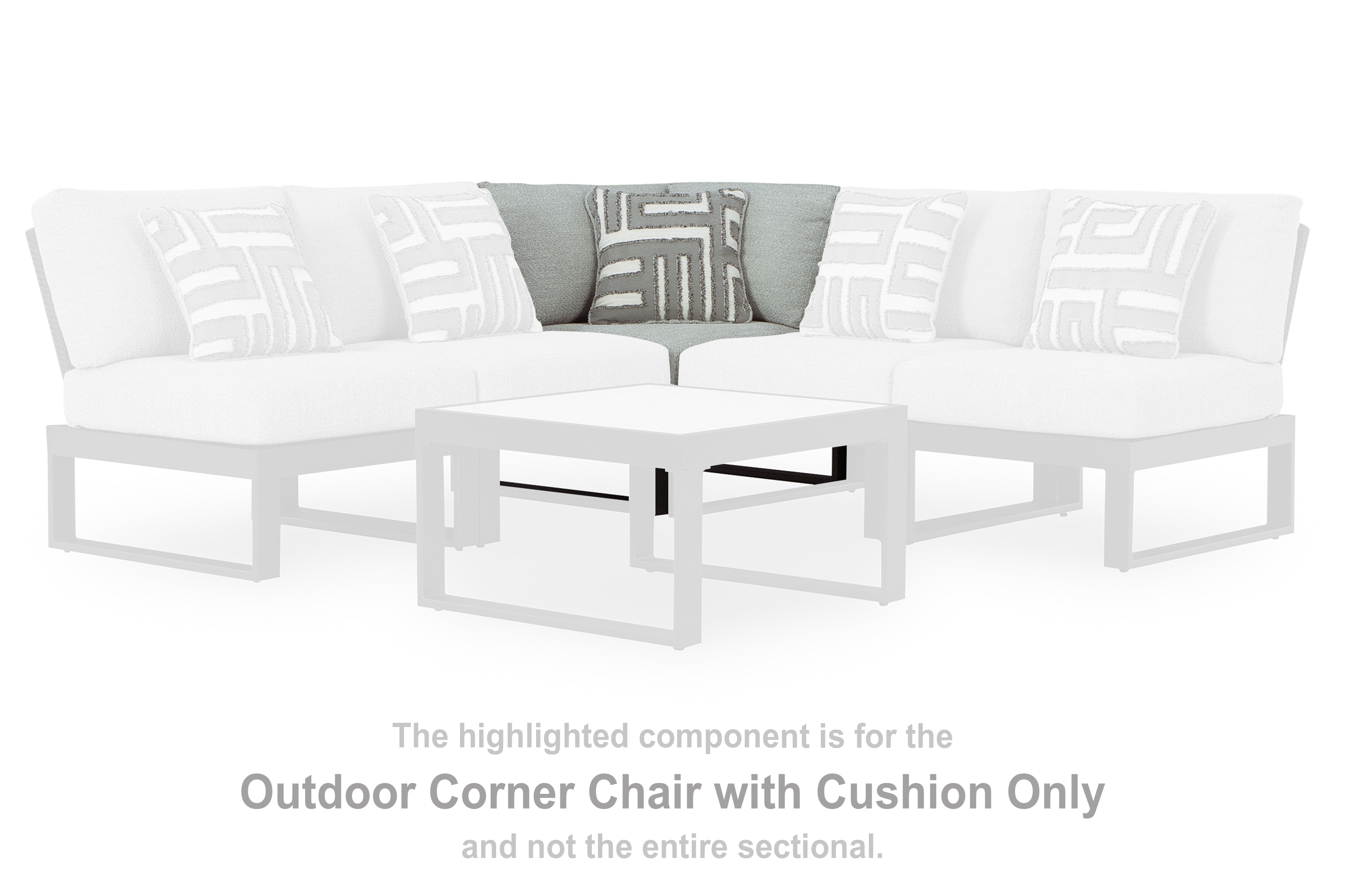 Beachloft Black/Gray Outdoor Corner Chair with Cushion - P490-877