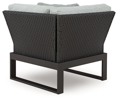 Beachloft Black/Gray Outdoor Corner Chair with Cushion - P490-877