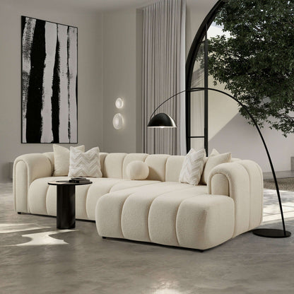 Beatrice Modern Tufted Ivory Boucle Right Sectional Sofa - SEC02600302