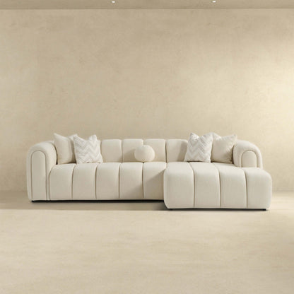 Beatrice Modern Tufted Ivory Boucle Right Sectional Sofa - SEC02600302
