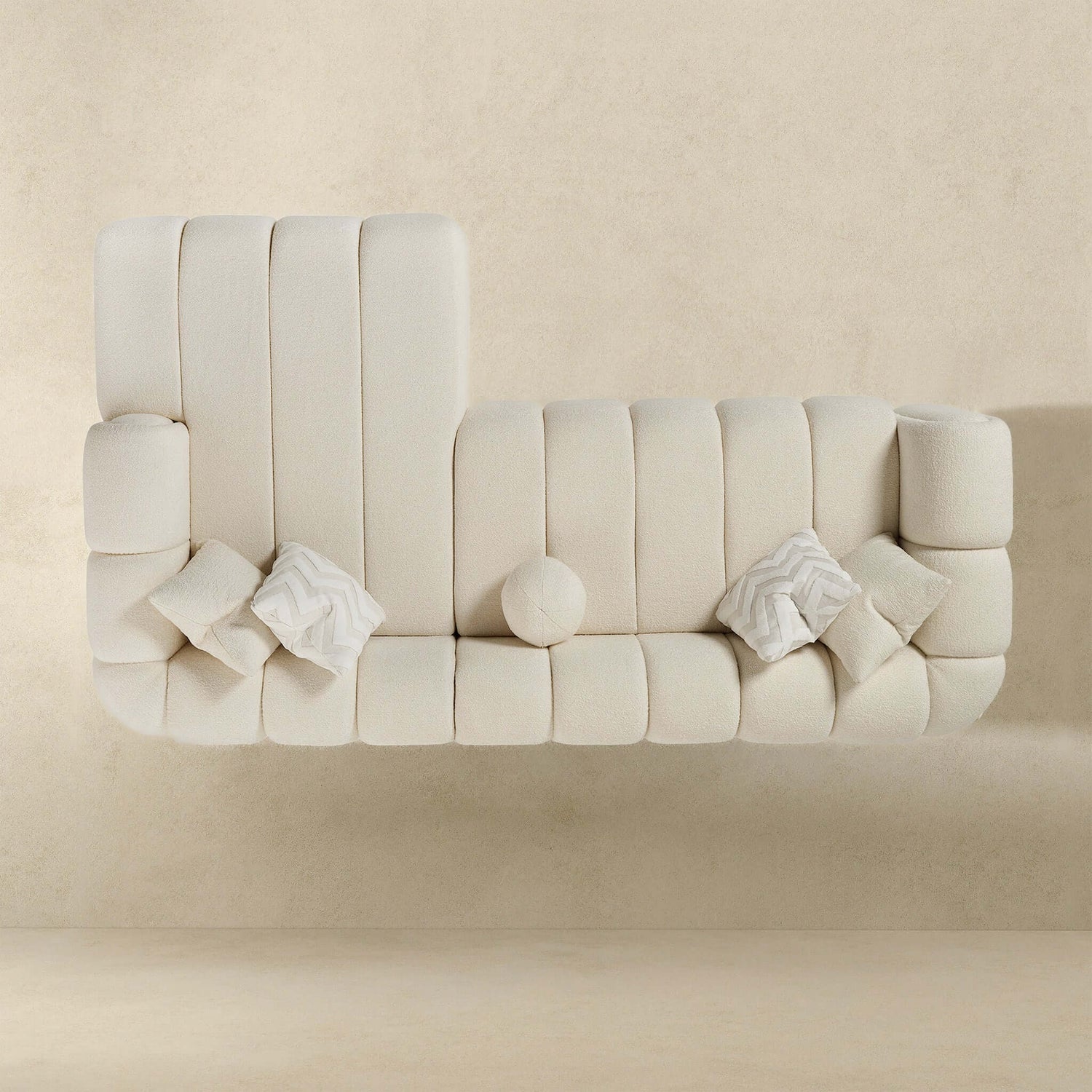 Beatrice Modern Tufted Ivory Boucle Right Sectional Sofa - SEC02600302