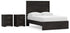 Belachime Full Panel Bed with 2 Nightstands in Charcoal - PKG018419