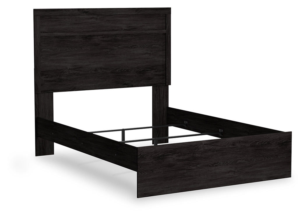 Belachime Full Panel Bed with 2 Nightstands in Charcoal - PKG018419