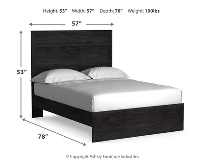 Belachime Full Panel Bed with Dresser in Charcoal - PKG018417