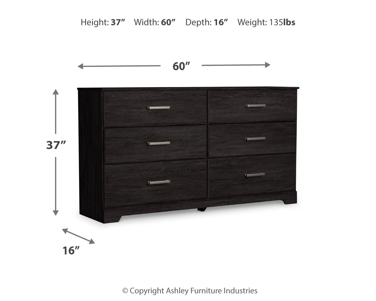 Belachime Full Panel Bed with Dresser in Charcoal - PKG018417