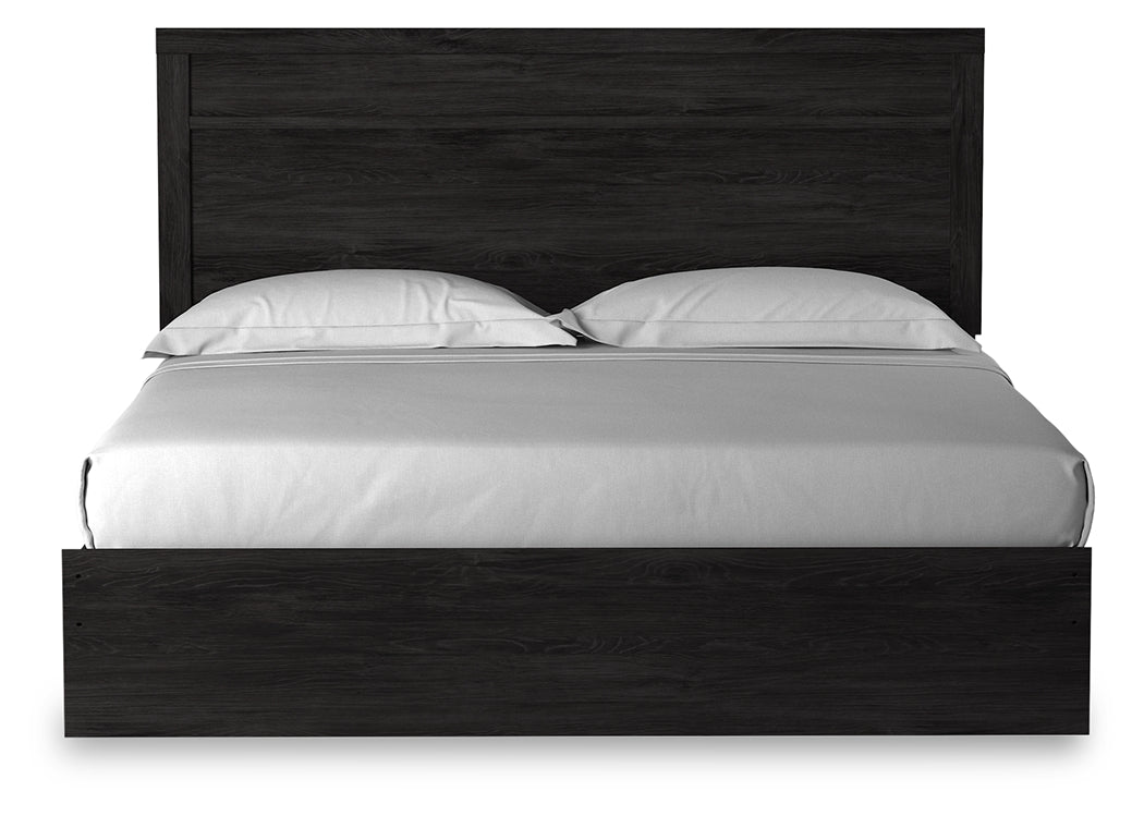 Belachime King Panel Bed with Dresser and 2 Nightstands in Charcoal - PKG018409