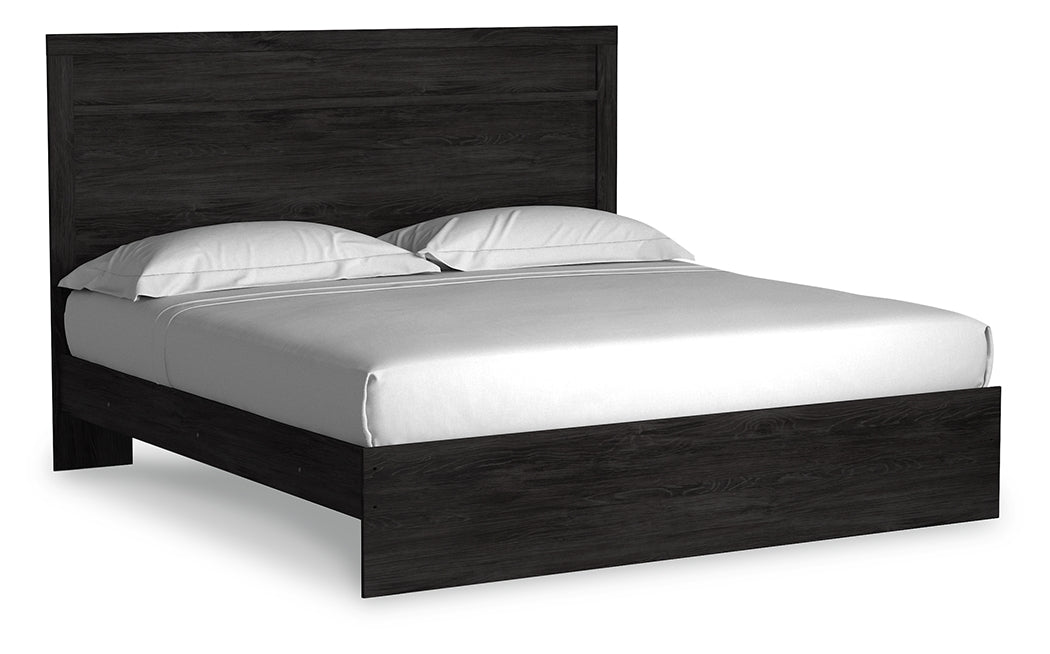 Belachime King Panel Bed with Dresser and 2 Nightstands in Charcoal - PKG018409