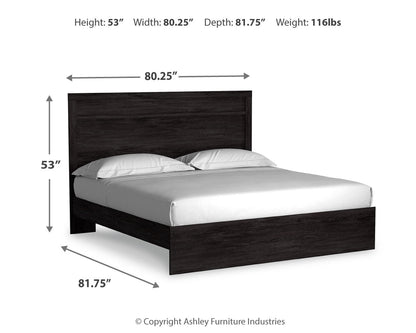 Belachime King Panel Bed with Dresser and 2 Nightstands in Charcoal - PKG018409