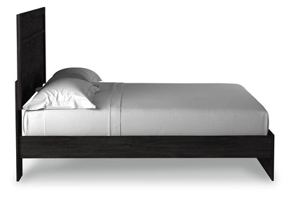 Belachime King Panel Bed with Mirrored Dresser, Chest and 2 Nightstands in Charcoal from Ashley - Luna Furniture