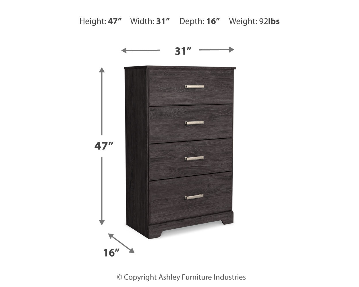 Belachime King Panel Bed with Mirrored Dresser, Chest and 2 Nightstands in Charcoal from Ashley - Luna Furniture